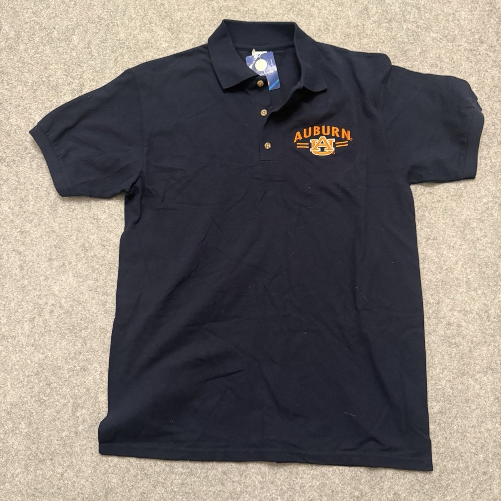 Auburn Tigers Polo Shirt Mens M Navy Blue AU Logo NCAA Football NWT Gildan